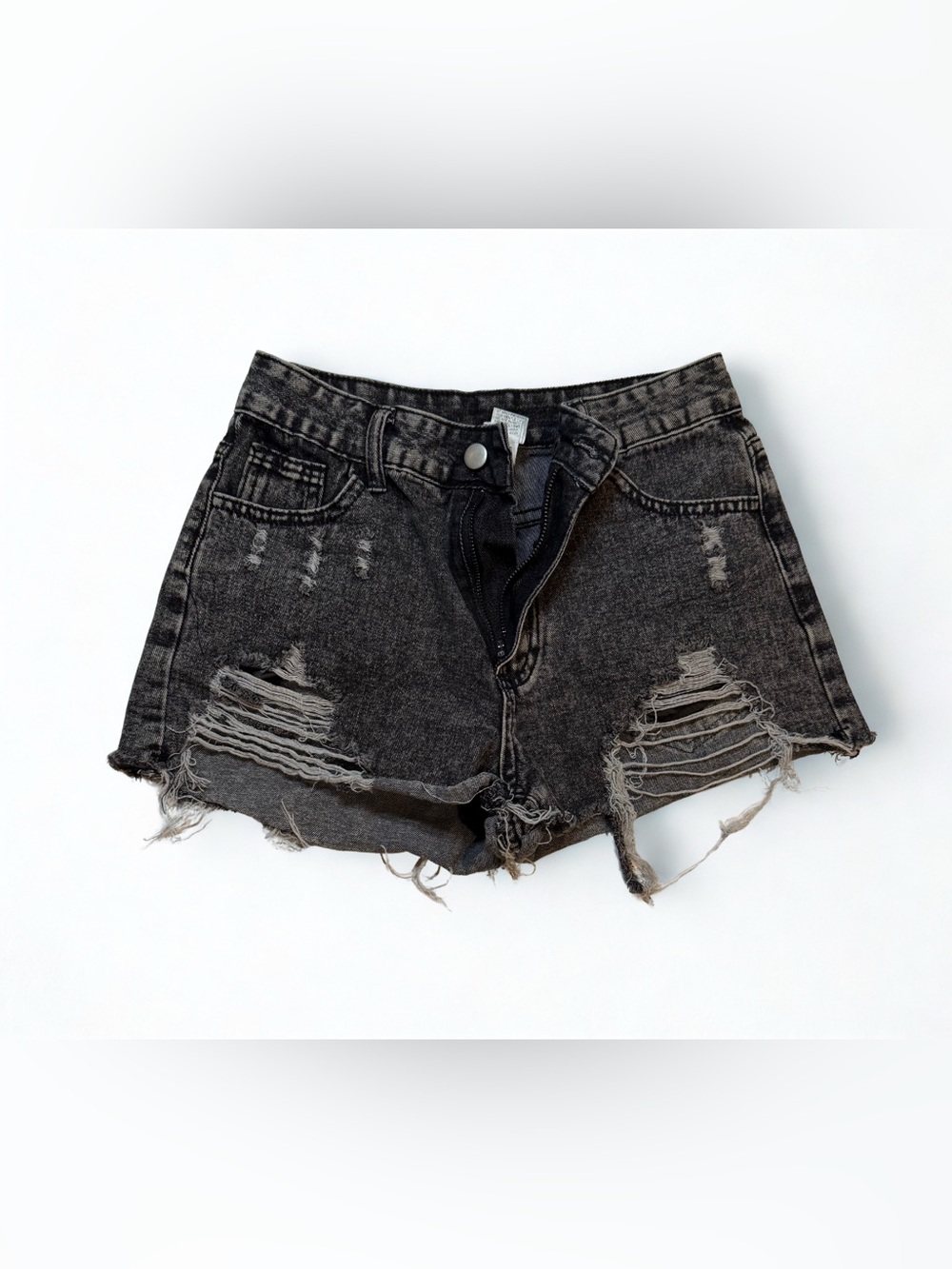 Distressed Black Denim Short Shorts - Women size S